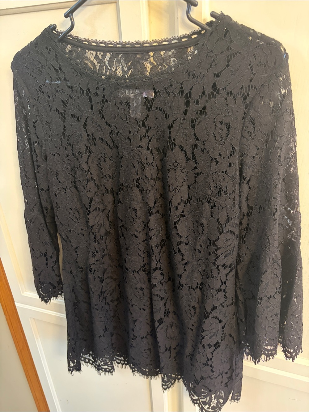 Isaac Mizrahi Live! Women’s Black Lace Long-Sleeve Top Size XS